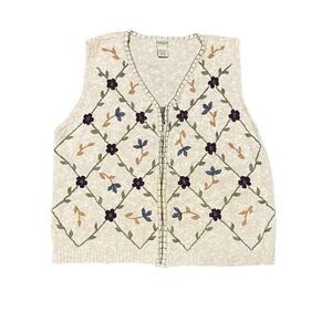 Vintage Classic Elements Embroidered Knit Vest size L